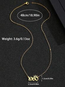 Kids' Fashionable Versatile Year Number Necklace - Gold - View 9