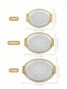 yeefeeco 1/3 件套高档金属托盘，带把手，可用作储物托盘、餐盘、多功能服务托盘，椰花图案设计，乔迁礼物，适合赠送亲朋好友，可用于下午茶、酒店、客厅、家庭聚会、家居装饰摆件、办公室等场合。 - Tray - 查看 9