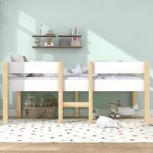 Children's Bed With Fall Protection, Made Of Solid Pine - 90 X 190 Cm - White And Oak - 白色 - 查看 1