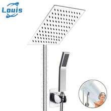 AUXOM Louis Shower Head Square Stainless Steel 304 Complete Luxury Kit With Adjustable Arm And Hand Shower - 銀色 - 查看 11