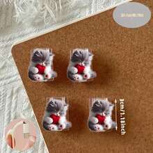 2pcs Cute Cat Holding Heart Shaped 2D Flat Cable Protector, Anti-Breaking, Type-C Phone Data Cable Protector, Stylish And Durable - Type-c - View 9