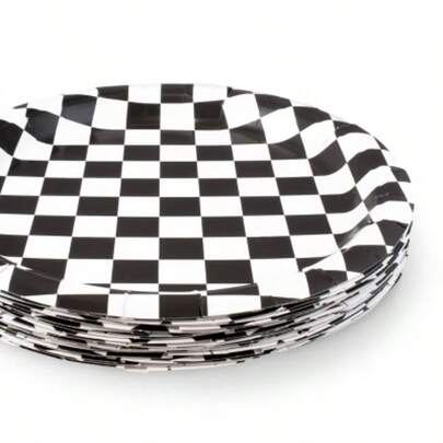Checker Dinner Plates Black/White 20ct 9.8"