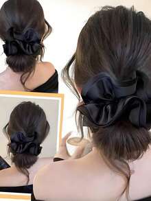 8英寸低马尾假发，带夹子，女士豹纹发带，仿真花苞发型，自然蓬松盘发，假发套装，适合女性