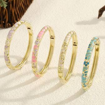 1 Piece Of New Stylish Cloisonne Enamel Bracelet With Oil Drop Design, Combining Chinese Elements, Featuring A Vibrant Enamel And Floral Pattern Open Bracelet, Showing Elegance And Fashion