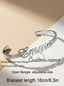 Customized Women's Stainless Steel Bracelet With Personalized Nameplate, Letter, Heart, Hollow Butterfly Design, Jewelry Gift For Women, Wedding, Valentine's Day - Silver Bracelet - View 2