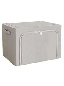 1个/2个装拉链布艺收纳箱，大容量收纳篮，可收纳衣物、毯子、玩具等，适用于衣柜、卧室、家居、宿舍，节省空间的收纳神器 - 深灰色 - 查看 11