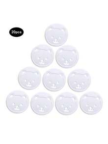 20pcs Thick Round Head Power Socket Covers, Teddy Bear Round Head Power Socket Covers, Anti-Electric Shock Power Strip Protectors - Multicolor - View 8