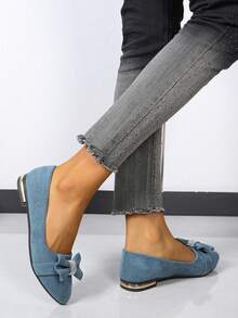 2026秋季新款软底时尚韩版OL休闲尖头鞋 - 藍色 - 查看 3