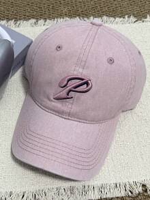 1pc Unisex P Letter Embroidery Baseball Cap, Casual Distressed Curved Brim Hat, Versatile For Daily Wear, Streetwear Style - A - View 7