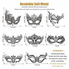 Máscara de Mascarada MYMENU para Mujeres, Máscara de Metal con Brillantes Rhinestones, Máscara Veneciana para Fiesta, Baile de Graduación - PhoenixSilver - Ver 3