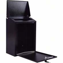 Wall Mounted Mailbox With Large Spaces, Lockable Letterbox With Cover & 2 Keys, Weather Resistant Postbox, Easy To Assemble, Premium Galvanized Steel (Black) - Black - View 4