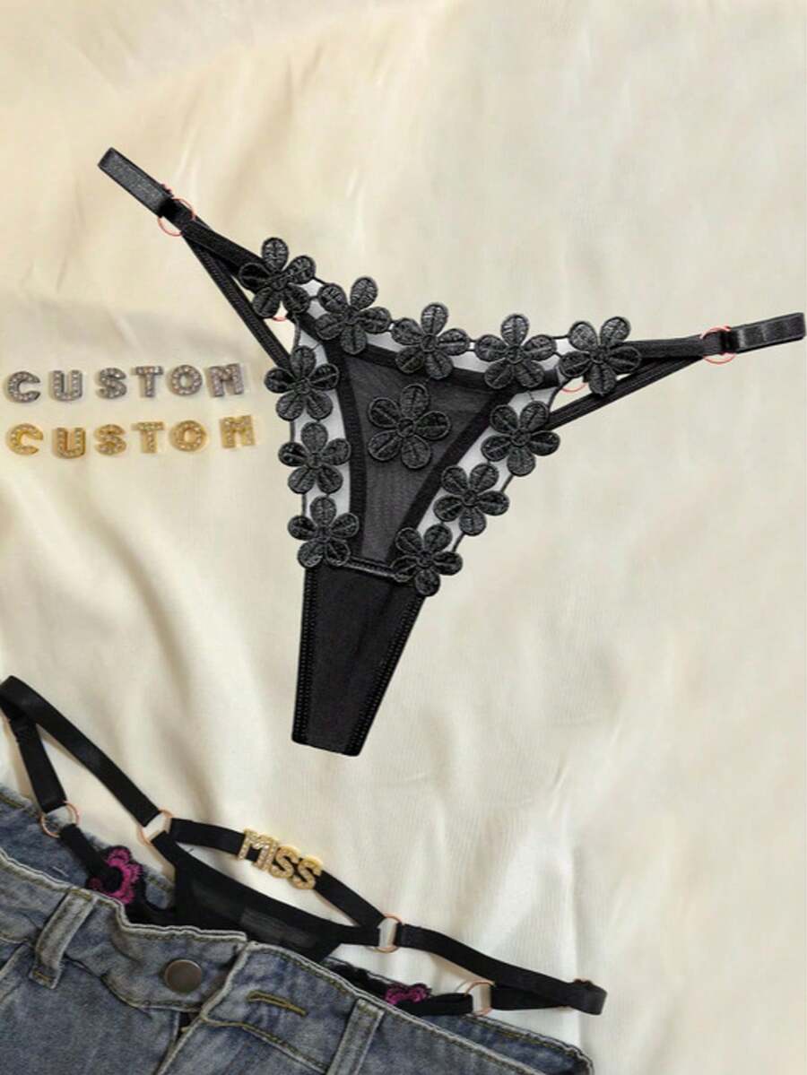 1pc Customized Women's Panties, Personalized Gold/Silver Letter Name, Anniversary Gift