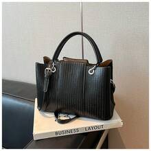 Bolso de hombro vintage para mujer bolso de cubo de moda con estilo retro y diseño exclusivo ideal para el ocio y el trabajo con textura de alta calidad - Negro - Ver 1