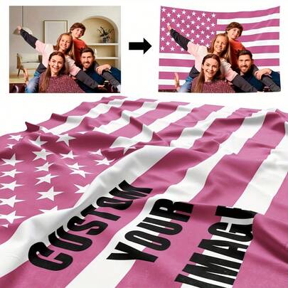1pc Customizable Personalized Tapestry With Photo And Text, Suitable For Birthday, Wedding, Halloween, Christmas, Party, Father's/Mother's Day, Home Decor, Bedroom Aesthetics, Room Flag, Wedding Room Decoration