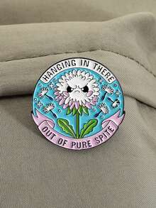 1pc/Set Dandelion Enamel Pins Custom Hanging In There Out Of Pure Spite Brooches Lapel Badges Cartoon Plant Jewelry Gift For Friends - Multicolor - View 10