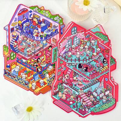 1 套翻页式 2.5D 立体场景贴纸，以可爱的微型风景为特色——是您计划本的完美 DIY 减压物品。