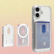 1pc MagSafe Transparent Acrylic Wallet Photo Card Slot Case Accessory Compatible With 17 Air 13 12 11 14 15 16 Pro Max Plus Magnetic Protective Cover