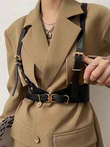 1pc Punk Style Functional Suspenders, Dresses, Shirts, Suits And Everyday Use, Suitable School, Halloween, - Black 2 - 查看 3