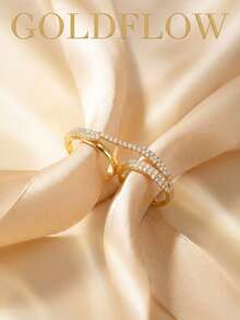 1pc Fashionable Niche Elegant Luxury Fully Paved Double Finger Ring, Sophisticated Jewelry Accessory