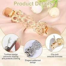 [Exquisite Jewelry]2pcs Vintage-Inspired Waist Cincher Clips For Women - Adjustable Metal Brooches For Dresses, Shirts, Shawls & Sweaters - Secure Hold, No-Slip Design, All-Season Use, Zinc Alloy, Perfect For Casual Attire, Dress Cincher Clips|Vintageinspired Design|Durable Zinc Alloy, Dress Cincher Clips, Sweater Cincher Clips, Dress Cincher &All-Season Styling Essential &Dress Statement Piece &Chic Valentine's Gift &Retro Fashion Revival - 金銀2 - 查看 5