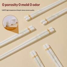 20pcs Luxury Ceramic Chopsticks, Easy To Clean, Anti-Mold, Non-Slip, Heat Resistant, High-End Hotel & Home Choice, New Chinese Style Chopsticks - White - View 4