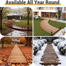 12FT Straight Wooden Garden Pathway Walkway Outdoor Roll Out Decorative Garden Non-Slip Patio Path Decorative Boardwalk Outdoor Road Floor For Backyard Beach Wedding Party - MàuB - Xem 4