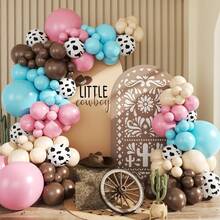 116件套牛仔女郎主题粉色牛仔气球拱门装饰套装，包含浅粉色、棕色、米色和白色气球。适用于牛仔女郎主题的迎婴派对、生日派对、性别揭晓派对、女孩生日装饰、单身派对和西部主题派对装饰。 - 彩色 - 查看 5