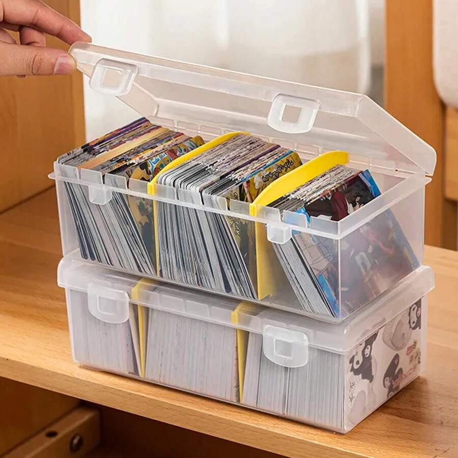 Korean Acrylic Transparent Storage Box Blind Box Card Kpop Photocard Storage Box Photo Card Organizer Compartment Flip Box - Trong suốt - Xem 1