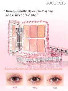GOGO TALES 甜美粉色柔雾眼影盘芭蕾舞系列，哑光大地色系搭配细腻珠光高光，迷你旅行装，适合日常淡妆及新手使用，GOGOTALES - #G01 Finger light and dazzling - 查看 5