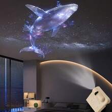 1个LED海洋元素投影灯，电池供电（无需电池），营造浪漫卧室氛围和星空海洋效果，明亮的LED投影灯可用于房间装饰和氛围营造 - 创意夜灯，适合作为生日礼物或情人节派对背景、摄影背景、家庭氛围、装饰照明、情调照明，经久耐用，USB供电，摄影师礼品购买者 - 米黃色 - 查看 5