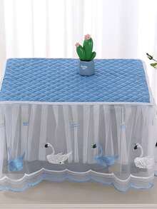 1pc Microwave Oven Cover, Dust-Proof Full Enclosure Lace Embroidered Fabric Cover For Electric Oven, Printer, Universal Use