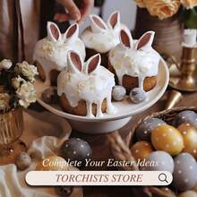 Easter Bunny Shaped Small Silicone Hot Chocolate Bomb Soft Candy Cake Roll Cookie Mold, Non-Stick Baking Set, Baking Tools - Multicolor - View 5