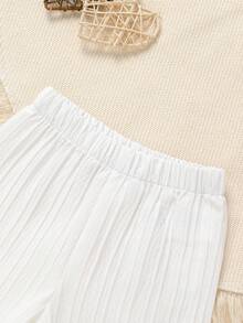 4pcs/Set Baby Girls' Soft & Comfortable Casual Elegant Outfit, Cute Versatile Knit Layered Ruffle Bow Strap Vest And Sports Shorts Set, Suitable For Infant/Toddler Girls, Ideal For Summer Daily Wear, Vacation, Party, Photo Shoot, Outdoor Activities - Multicolor - View 7