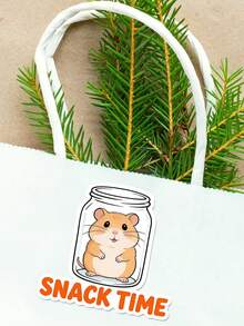1pc Snack Time Hamster Sticker - Fun Sticker That Can Be Applied To Notebooks, Water Bottles, And Other Items! A Perfect Gift For Animal Lovers, Hamster Fans, And Snack Enthusiasts. Scrapbook Supplies Scrapbook Stationery Stickers - Multicolor - View 7