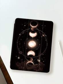 1pc Halo Star & Moon Pattern Tablet Protective Case, 3-Fold Stand Protective Cover, Compatible With IPad 10.2", IPad Pro 2021/2020/IPad (A16) 11", 11th Gen 2025/10th Gen, Galaxy Tab A8 10.5" 2022, Matepad 10.4/Tab, , Anti-Drop, Pen Slot, Sleep/Wake Support, Ramadan Gift