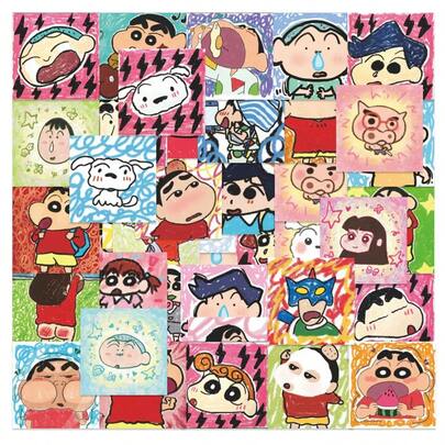 CRAYON SHINCHAN 63 Crayon Shin-Chan Graffiti Aufkleber, süße und interessante Aufkleber, kreative Dekorationsaufkleber, selbstklebende Notizbuchaufkleber, Handyaufkleber, Handydekoration, Tablet-Dekoration, Wasserglas-Aufkleber, Wasserflaschen-Aufkleber, DIY Bastelaufkleber