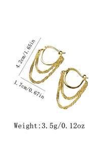 1对女士吊坠耳环，简约嘻哈风格链条耳环，适合日常休闲和派对配饰 - 鏈條 - 查看 5