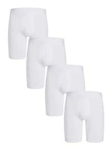 4 chiếc quần boxer dài cho nam, quần đùi màu trắng có chữ in trên cạp quần, đồ lót nam thoải mái. - trắng - Xem 14
