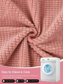 1pc Jacquard Frannel Square Cushion Cover, No Pillow Core, Soft And Plumpy, Available For Casual Home Decor, Indoor Sofa, Bedroom, Dorm Room Use, Bedding. Machine Washable, Oeko-Tex Certified - Pink - View 6