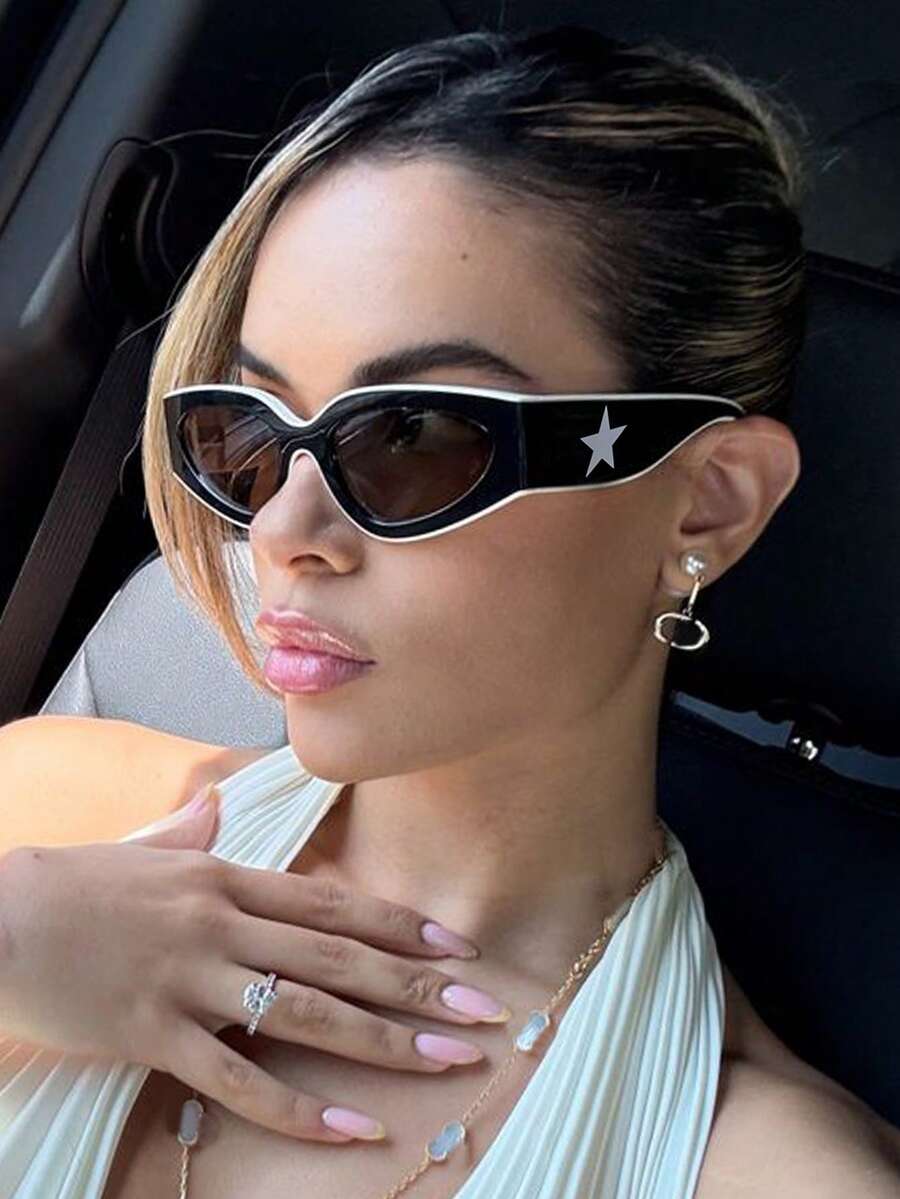 1副复古时尚二合一全框眼镜及头带，百搭时尚眼镜，适合旅行、度假、海滩等场合佩戴。