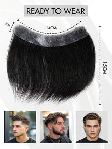 【逼真发际线，手工钩编】4x16英寸全手工钩编男士假发片 - 自然直发6英寸，超薄头皮设计，商务风格假发，适合所有人，耐用手工假发 - 彩色 - 查看 10