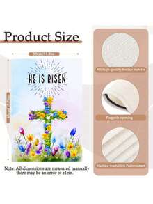 1 Piece/Easter Garden Flag, Cross Flower And Wildflower Pattern Decorated Flag, 'HE IS RISEN' Outdoor Garden Flag, Suitable For Outdoor Courtyard, Porch, Seasonal Decoration, Spring Garden Flag [Flag Only] - Multicolor - View 3