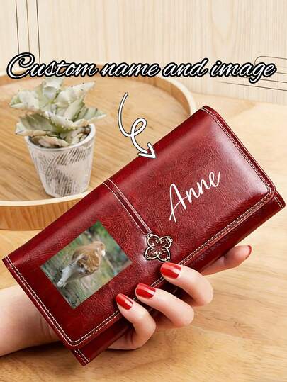 Customizable Multifunctional Clutch Wallet, Personalized With Images And Text. Large Capacity, Multifunction, Multi-Card Slots Card Holder, Bifold PU Leather Wallet/Coin Purse, Minimalist Wallet, Women's Long Wallet. Suitable For Travel, Outing, Work, Shopping And Daily Use. Perfect Gift For Valentine's Day, Anniversary, Birthday For Family, Friends, Sisters, Girlfriends And Wives.