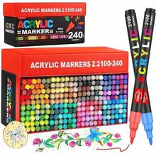 2100 36/60/84/120/168/240 色 & Leto 260 色丙烯颜料马克笔,0.7mm 超细笔尖,高覆盖力,适用于岩石绘画、陶瓷、木材、塑料、帆布、玻璃、卡片制作、DIY 工艺品和艺术用品。 - 彩色 - 查看 8