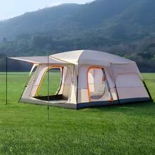 Senmeo 4-6 Person Automatic Quick Opening And Closing Camp Tent ,Double Layers Oversize 2 Rooms,Thickened Rainproof ,Outdoor Family Camp Tour Equipment - Beige - View 4