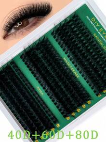 290pcs 40D+60D+80D D DIY Eyelash Cluster, Premium D-Curl Fluffy & Natural Lash Cluster For Eyelash Extension - Reusable, Lightweight & Easy To Apply Makeup Lash Clusters Kit,Lashes,Eyelashes,Fake Lashes - D - View 2