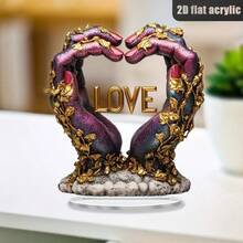 Modern Acrylic Love Hand Decor Sign And Plaque - Romantic Desktop Decor, Suitable For Office - Multicolor - View 3