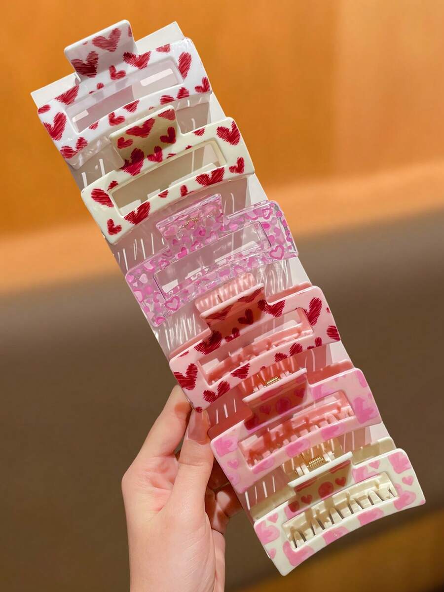 Large Sweet Pink Rectangular Hair Claw Clip, Strong Grip, Minimalist Daily Women's Hair Accessory, 3.3inch, Suitable For Thick/Thin Hair, Elegant Cute Casual Street Style, Suitable For Spring, Summer, Autumn, Winter Vacay Hair Clips