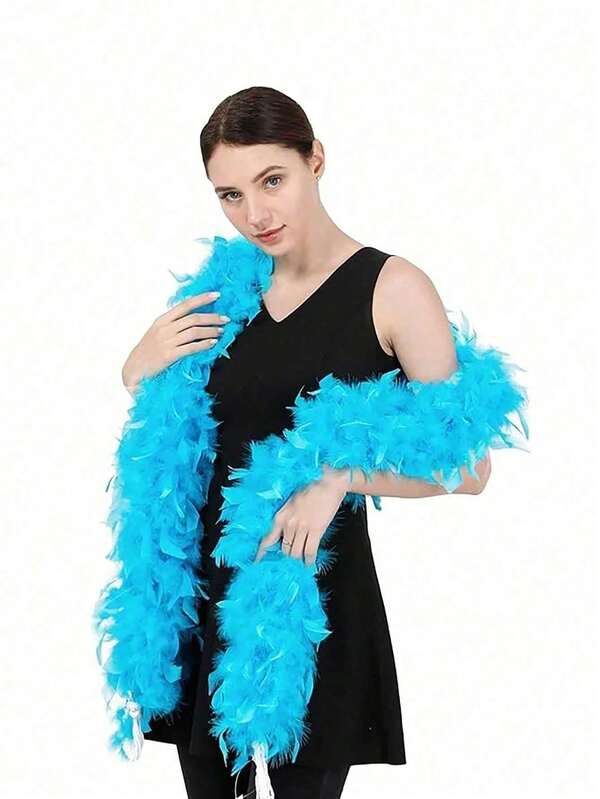 1pc Feathers Boa, Diy Party Dress Up Costume Accessories, Colorful Feather Boas, Scarf Decoration, Suitable For Birthday Party, Halloween, Christmas, Horse Racing, Tea Party, New Year's Eve, Concert And Home Decor, Dance Wedding, Stage Performance, Carnival Costume And Accessories, Party Supplies