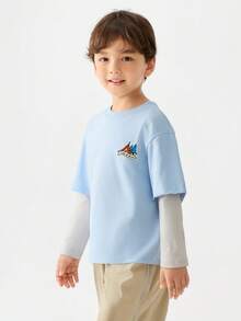 mini bala 男童叠穿长袖T恤，透气速干，户外风格，春季款